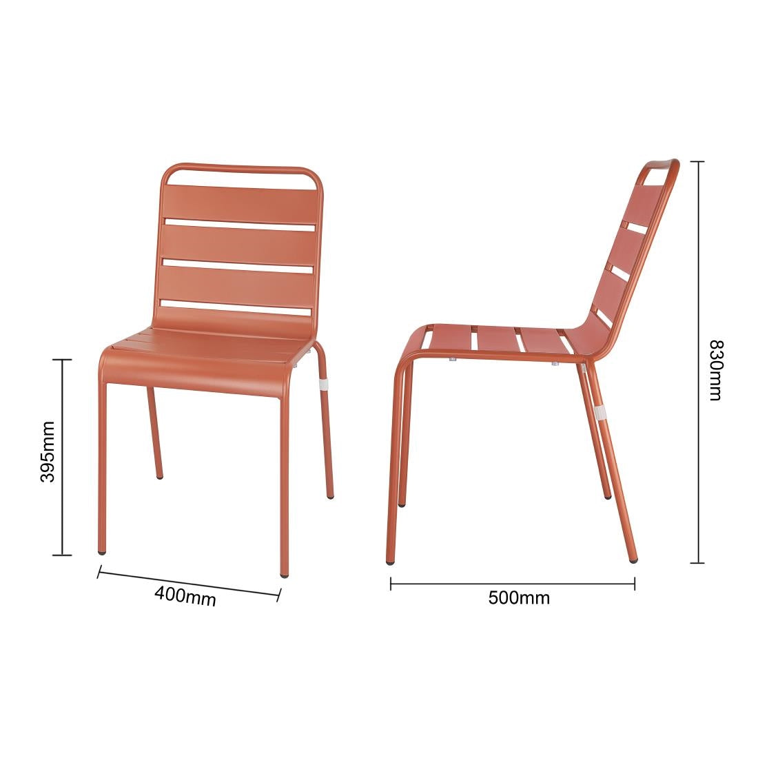Chaises à lattes en acier Bolero terracotta (lot de 4) — CK063