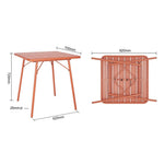 Table carrée à lattes en acier Bolero terracotta — CK064