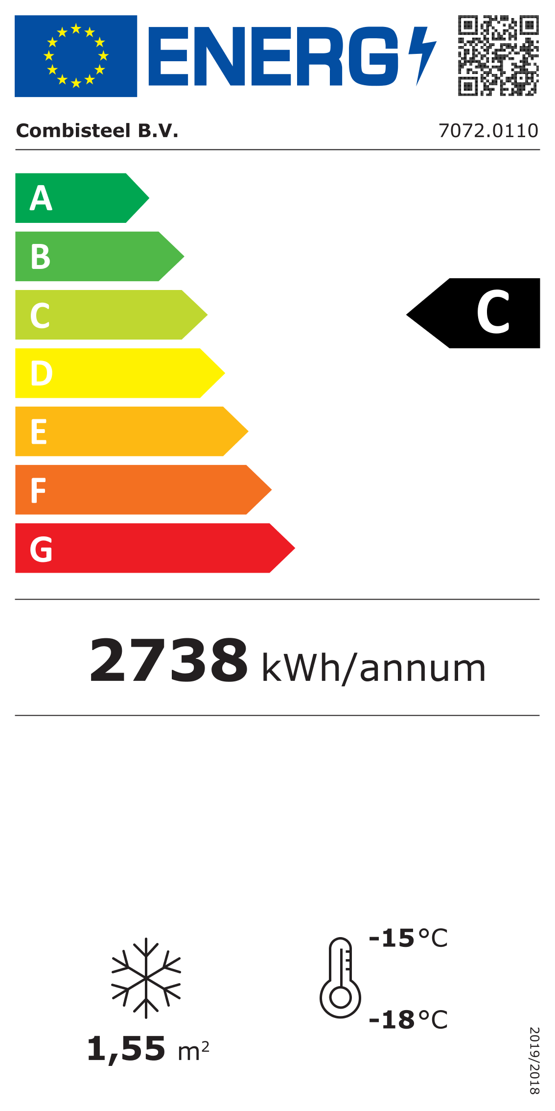 Étiquette énergétique officielle — Combisteel 7072.0110 — classe C