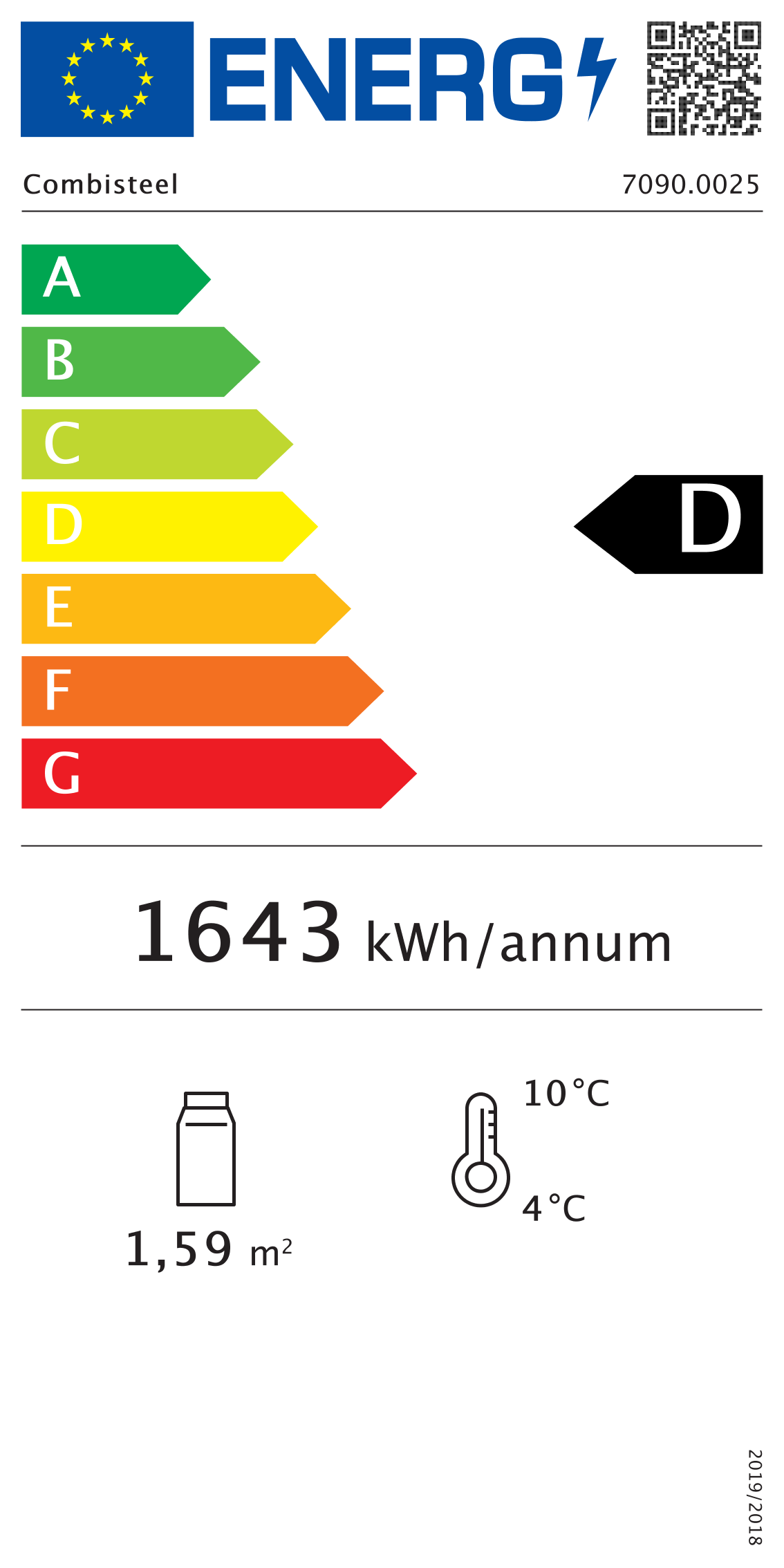 Étiquette énergétique officielle — Combisteel 7090.0025 — classe D