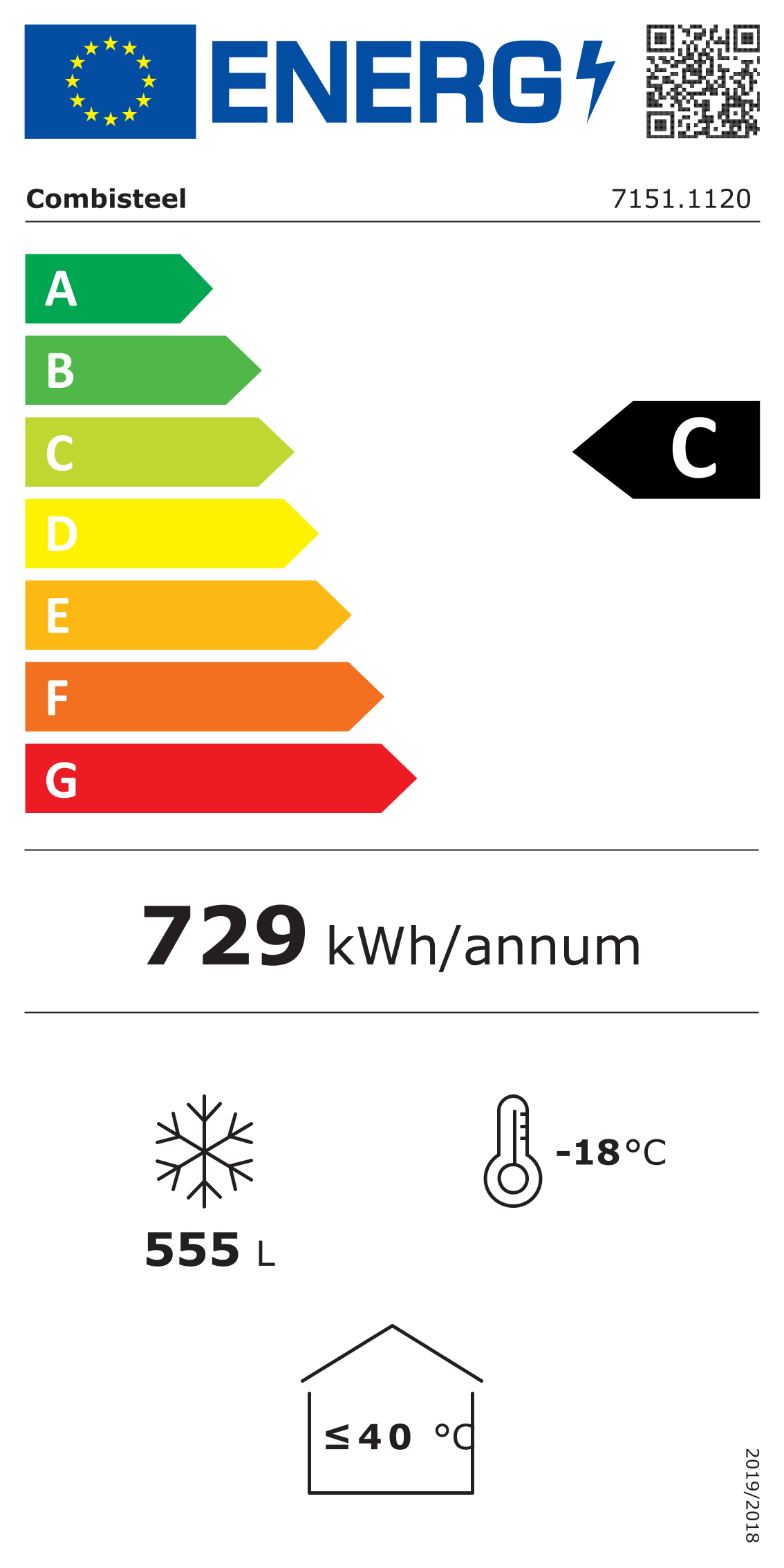 Étiquette énergétique officielle — Combisteel 7151.1120 — classe C
