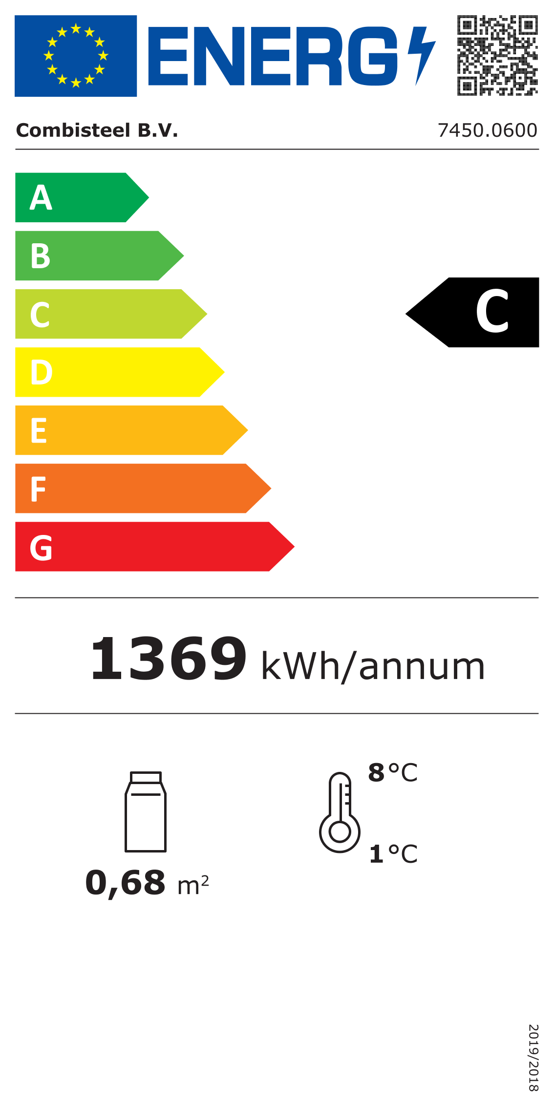 Étiquette énergétique officielle — Combisteel 7450.0600 — classe C