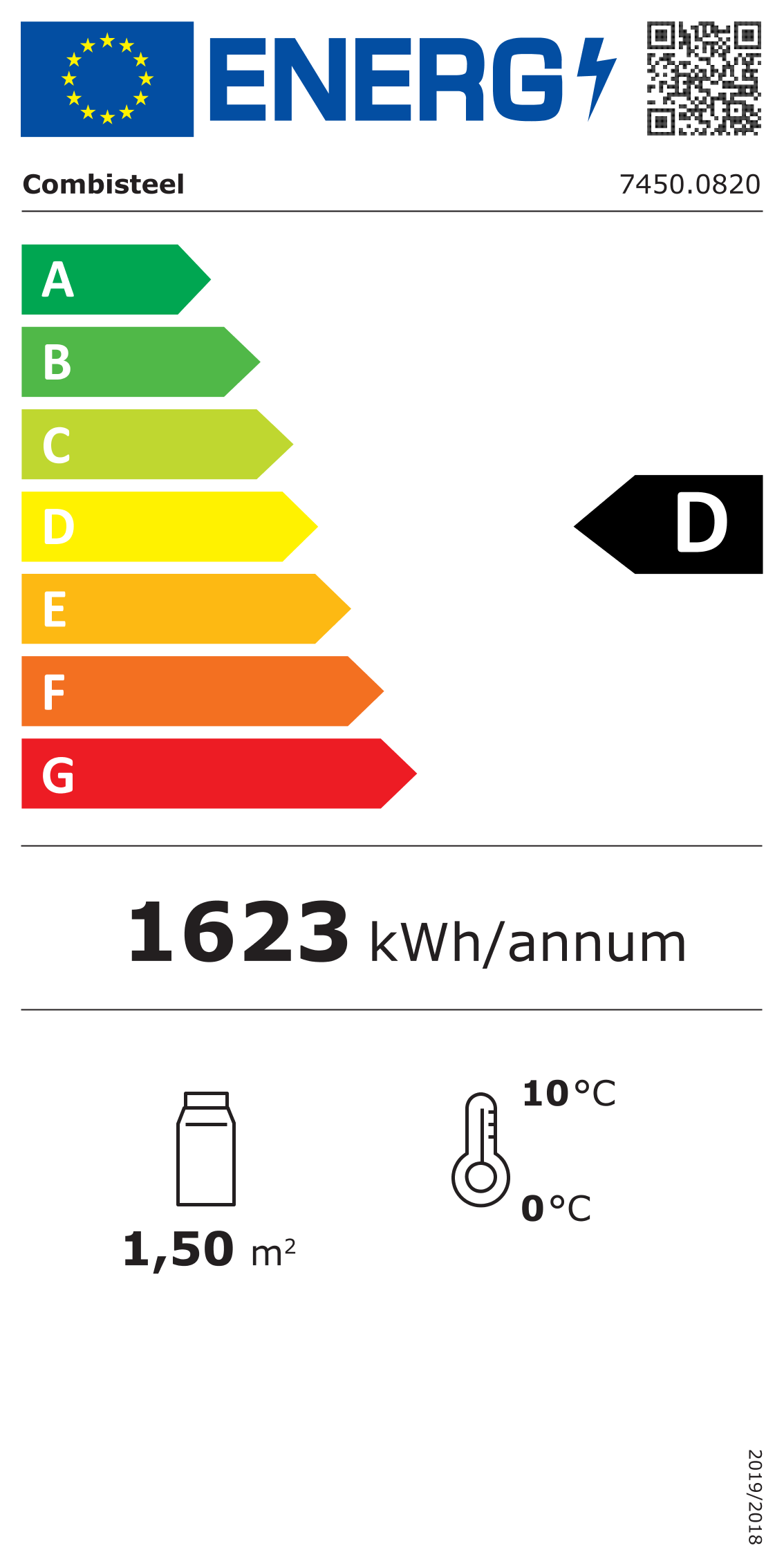 Étiquette énergétique officielle — Combisteel 7450.0820 — classe D