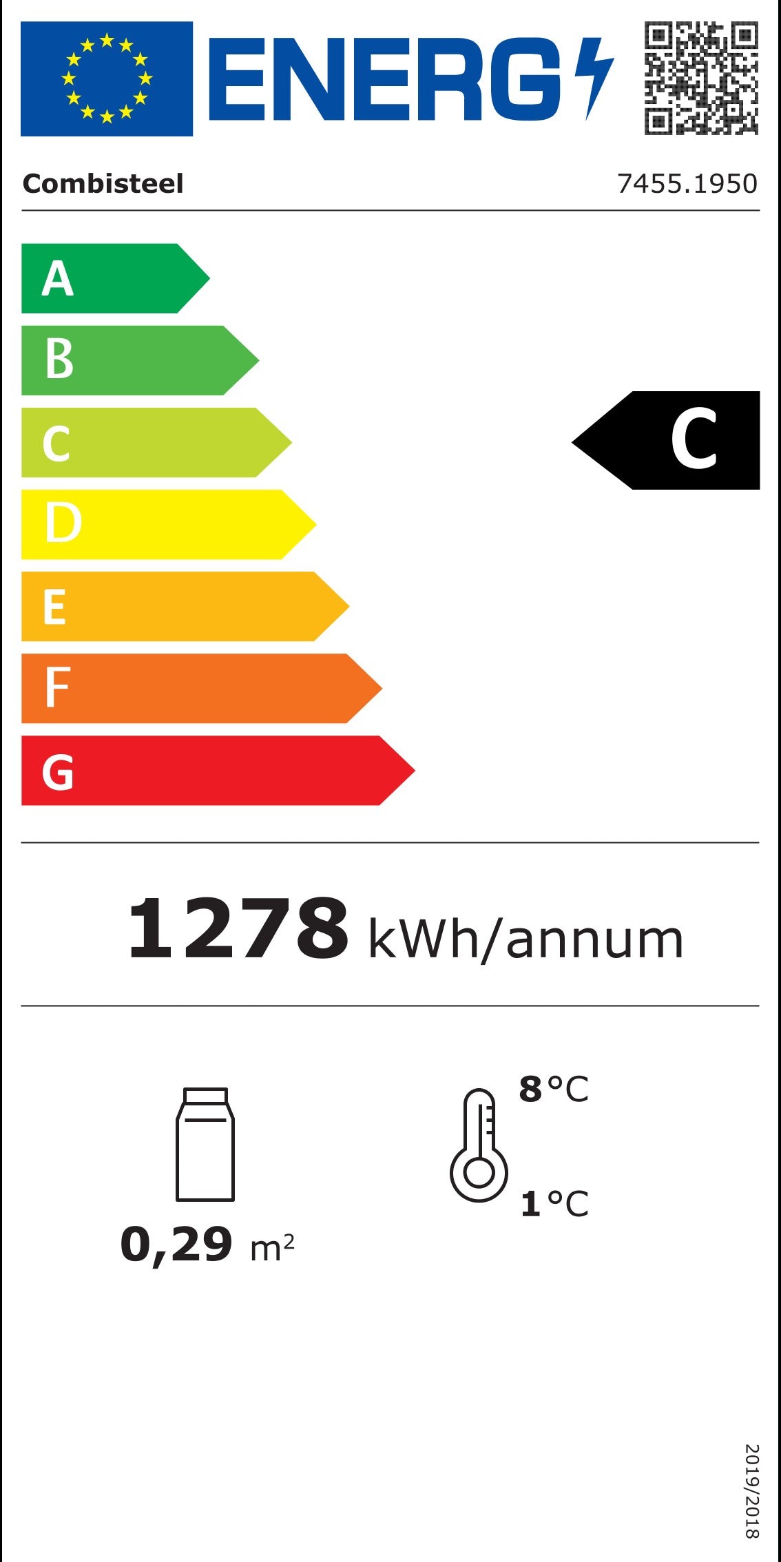 Étiquette énergétique officielle — Combisteel 7455.1950 — classe C