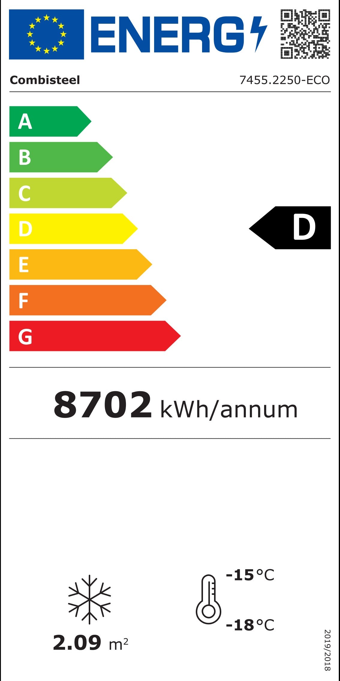 Étiquette énergétique officielle — Combisteel 7455.2250 — classe D
