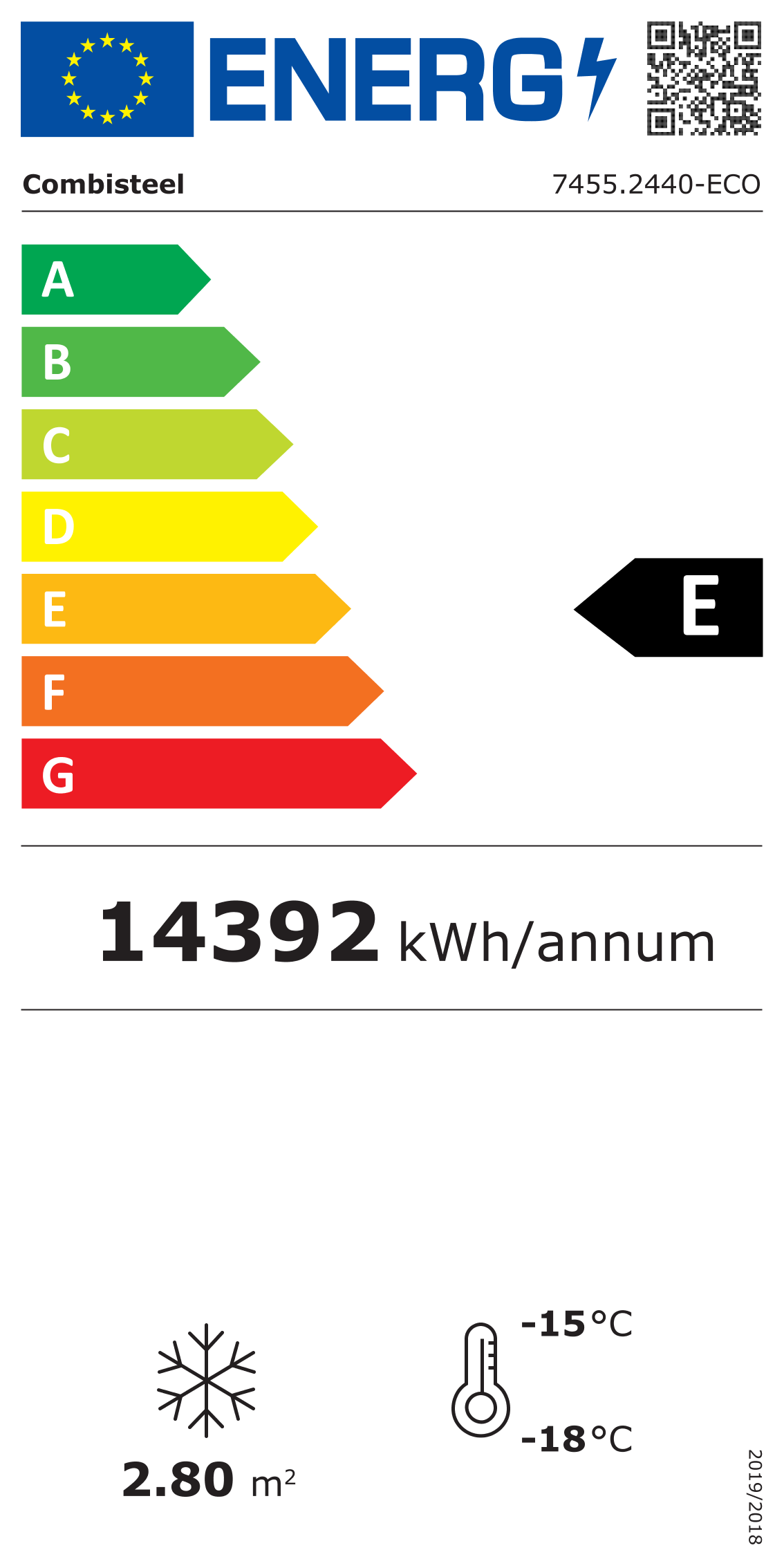 Étiquette énergétique officielle — Combisteel 7455.2440 — classe E