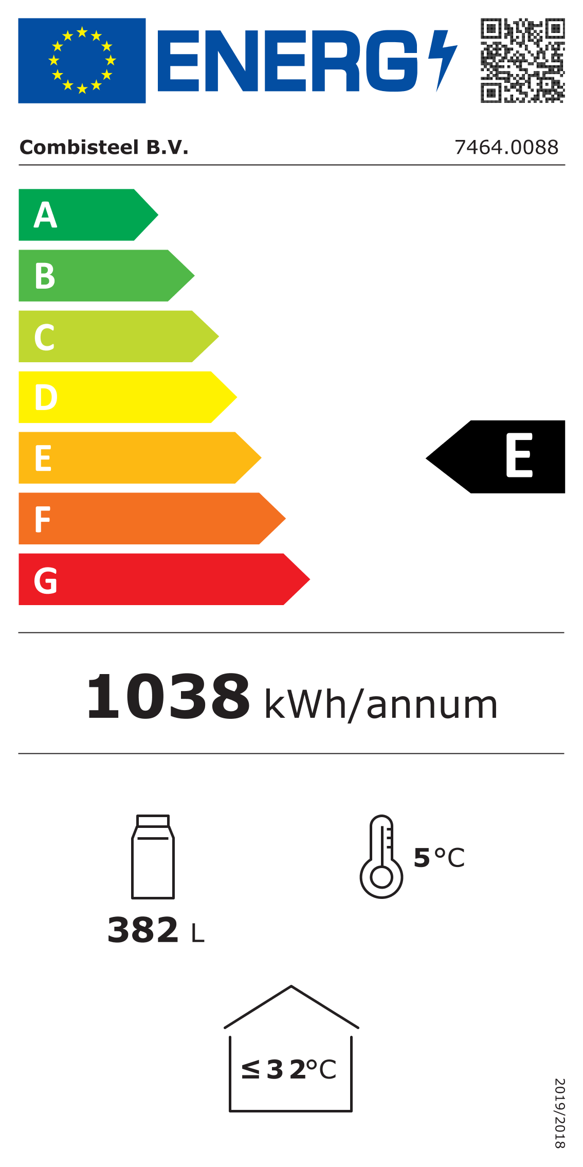 Étiquette énergétique officielle — Combisteel 7464.0088 — classe E