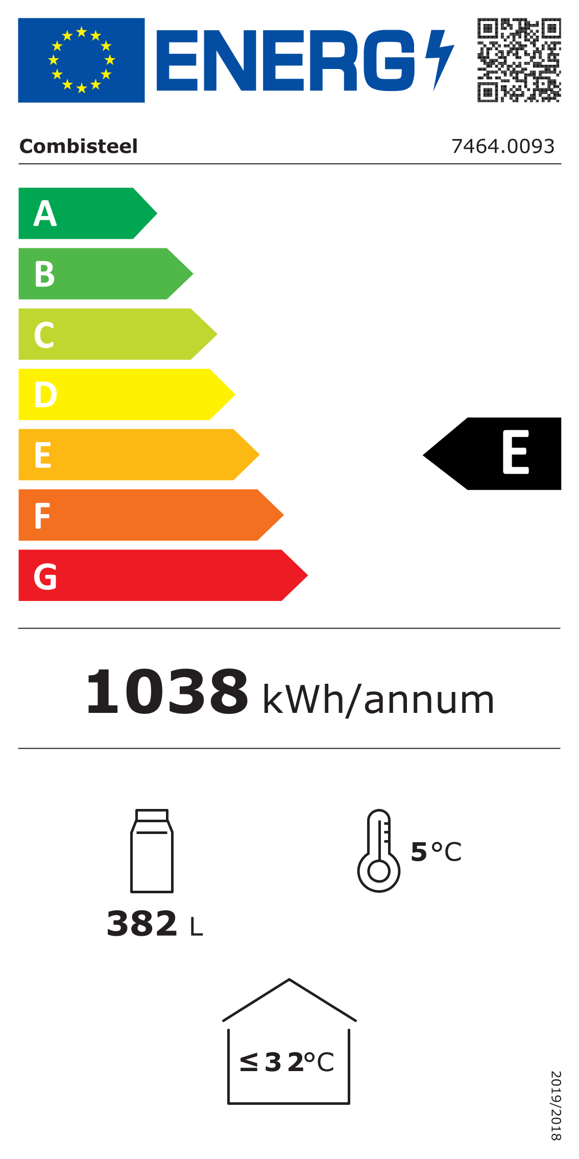 Étiquette énergétique officielle — Combisteel 7464.0093 — classe E