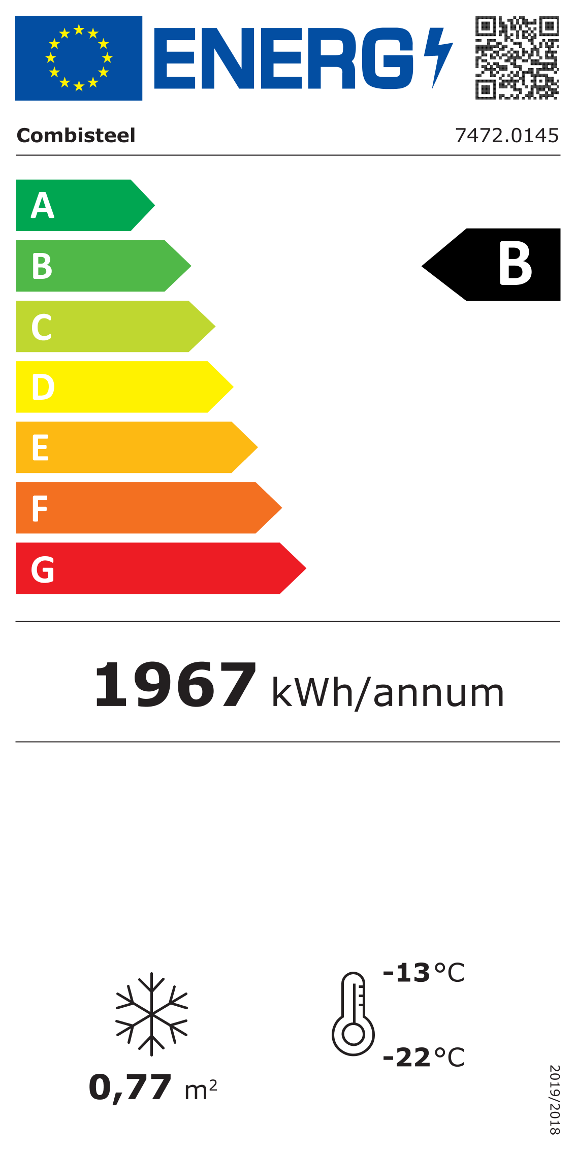 Étiquette énergétique officielle — Combisteel 7472.0145 — classe B