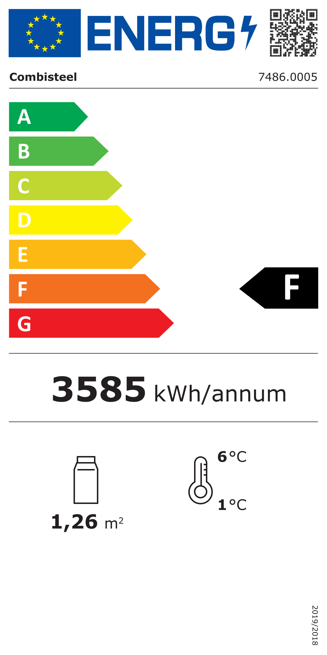 Étiquette énergétique officielle — Combisteel 7486.0005 — classe F