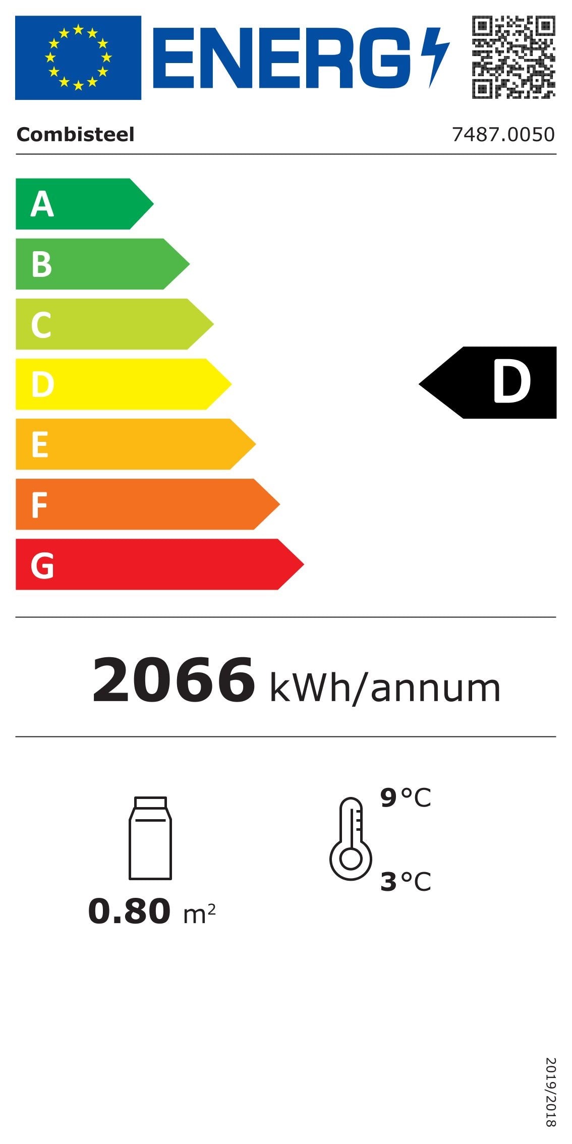 Étiquette énergétique officielle — Combisteel 7487.0050 — classe C