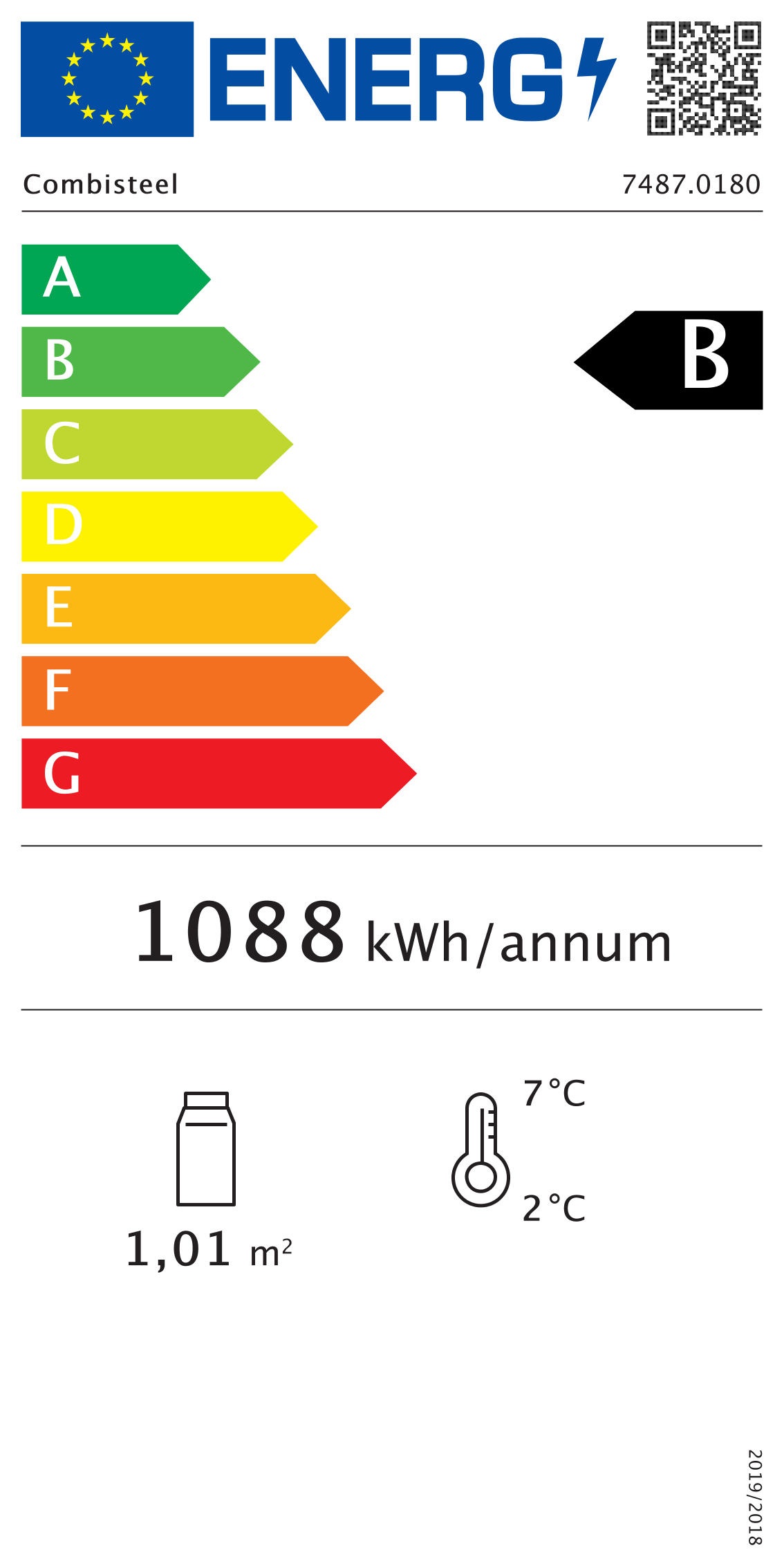 Étiquette énergétique officielle — Combisteel 7487.0180 — classe B