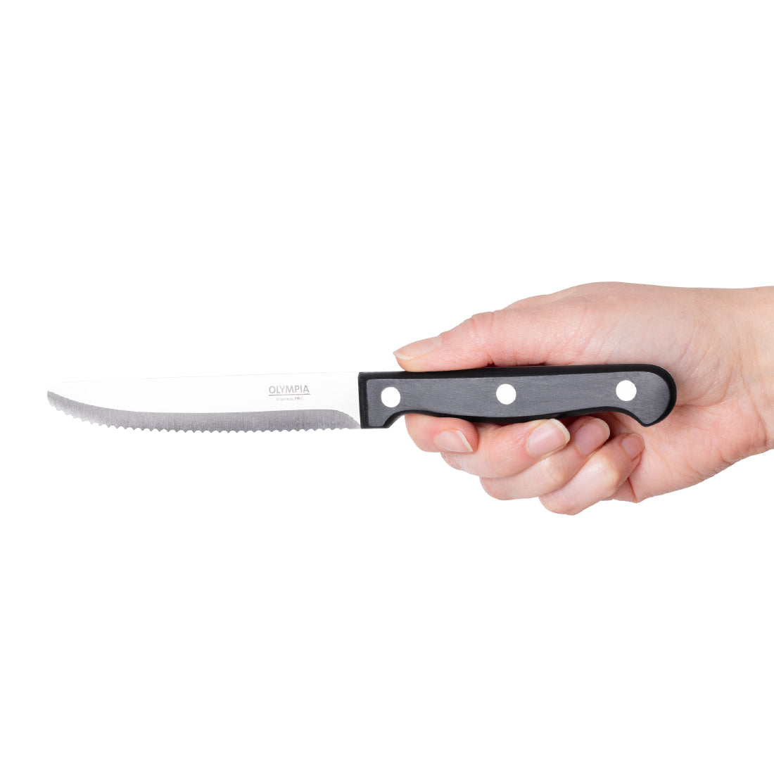 Couteau à steak arrondi Olympia Taverna manche noir (lot de 12) — CS716