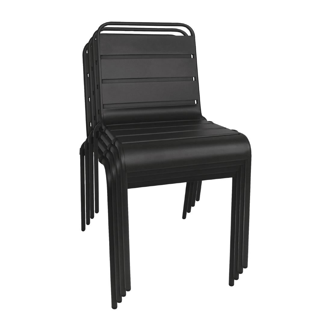 Chaise à lattes en acier Bolero noire lot de 4 — CS728
