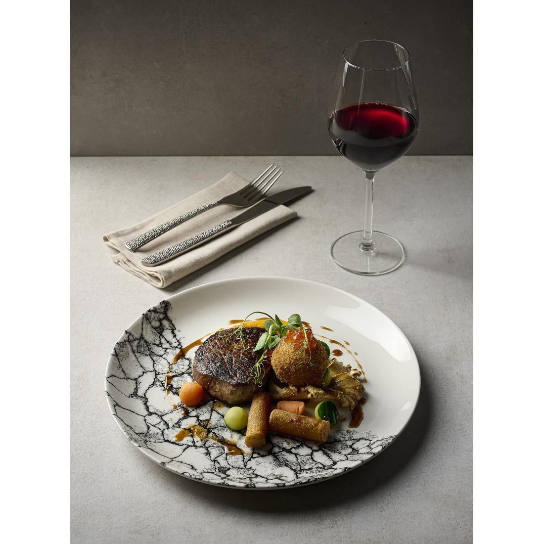 Assiettes coupes rondes Churchill Kintsugi Accents Quartz Black Evolve 248mm (Lot de 12) — CU668