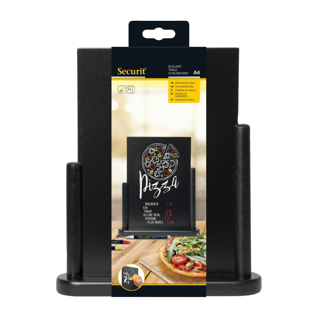 Grand chevalet de table Securit Elegant bois laqué noir — CU902