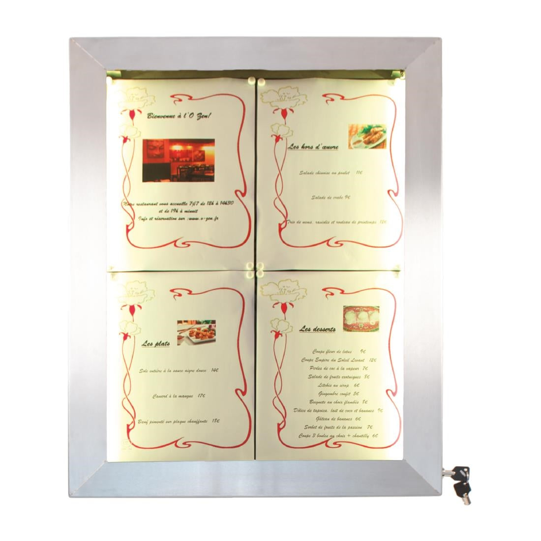 Porte-menu mural à LED couleurs en inox Securit 4xA4 — CU937
