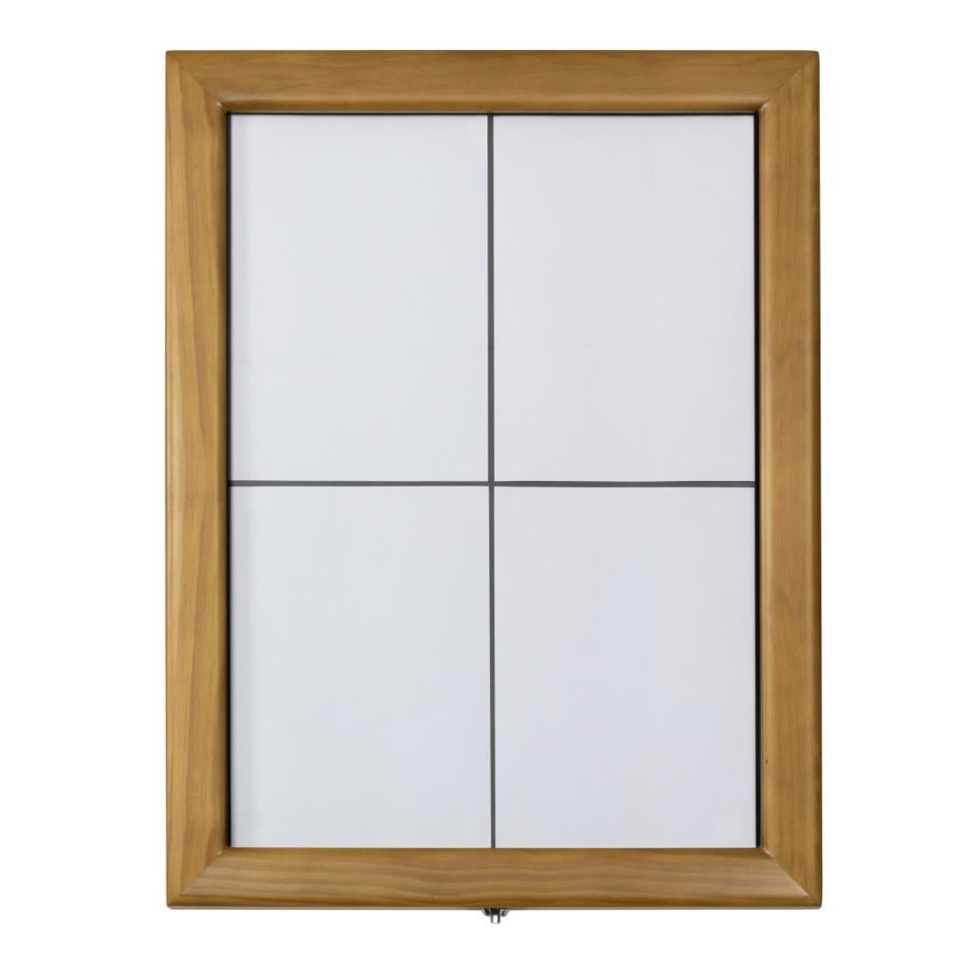 Porte-menu mural à LED blanches en teck Securit 4xA4 (sans poteau ni socle) — CU938