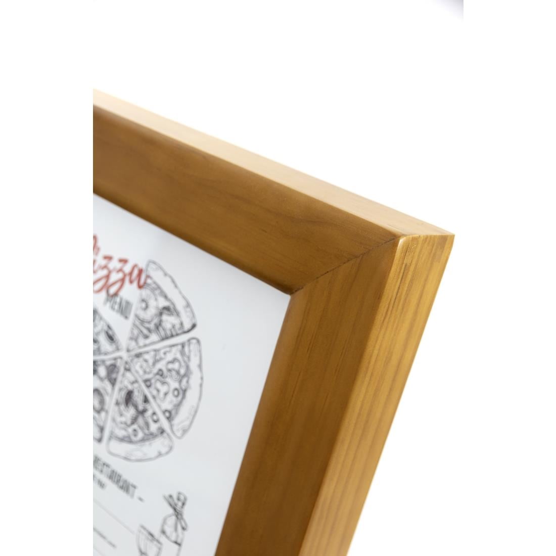 Porte-menu mural à LED blanches en teck Securit 4xA4 (sans poteau ni socle) — CU938