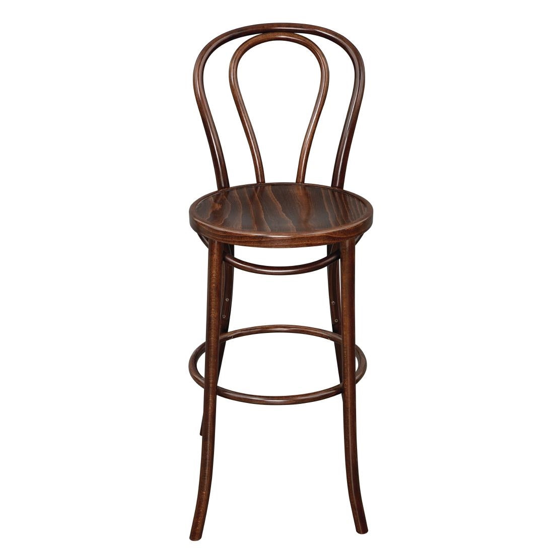 Tabouret haut bistro en bois courbé Fameg noyer — CW012