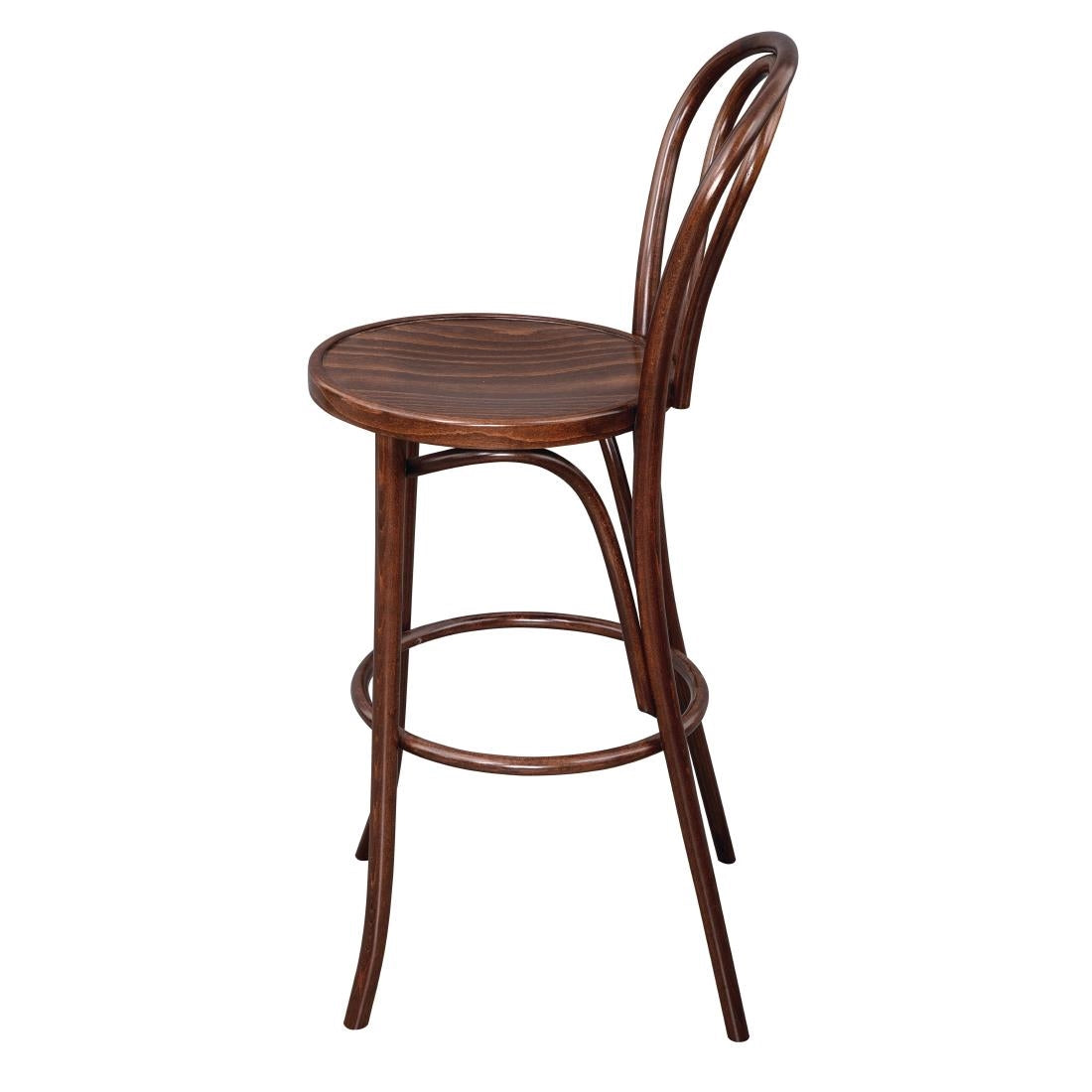 Tabouret haut bistro en bois courbé Fameg noyer — CW012