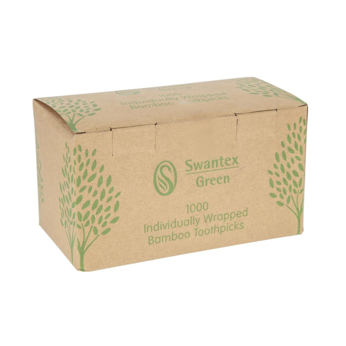 Cure-dents en bambou biodégradables emballés individuellement Swantex (lot de 1000) — DA015