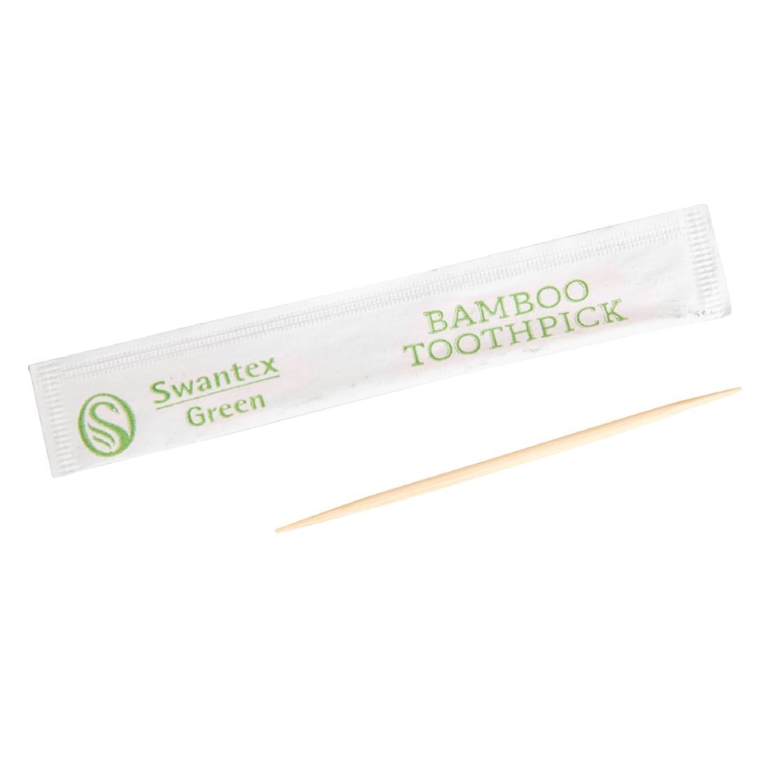 Cure-dents en bambou biodégradables emballés individuellement Swantex (lot de 1000) — DA015