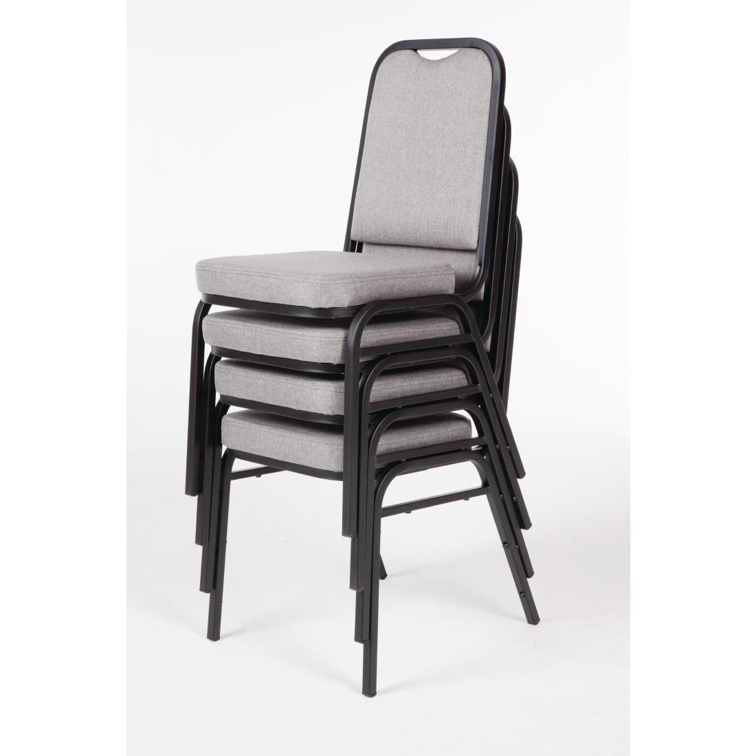 Chaise de banquet avec dossier carré et tissu gris Bolero lot de 4 — DA602