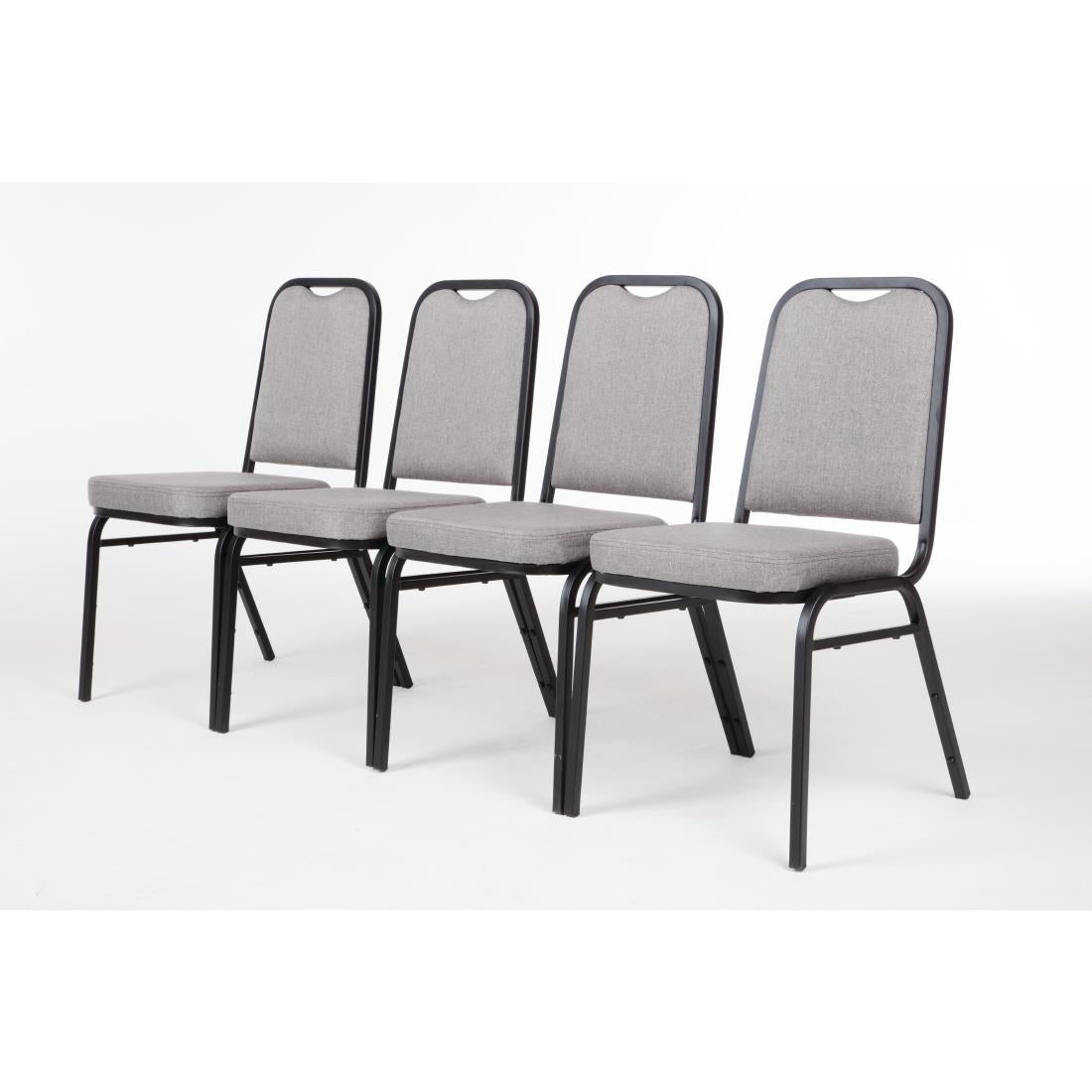 Chaise de banquet avec dossier carré et tissu gris Bolero lot de 4 — DA602