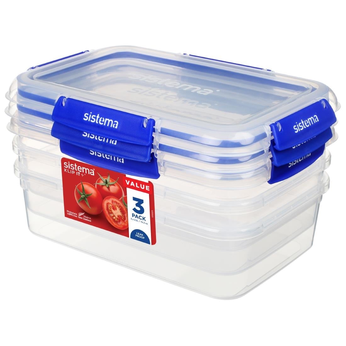 Boîtes alimentaires rectangulaires Sistema Klip It Plus 2L (lot de 3) — CH257