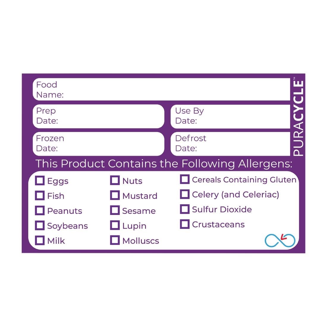Etiquettes réutilisables allergènes PuraCycle (lot de 20) — DC458