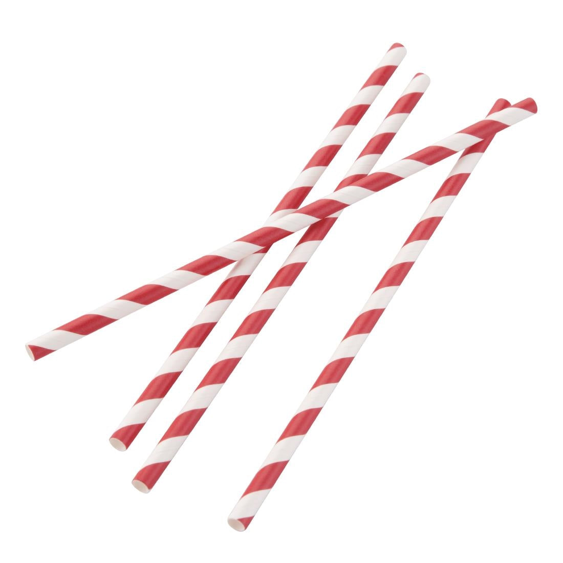 Pailles en papier Fiesta Compostable rayées rouge et blanc (lot de 250) — DE927