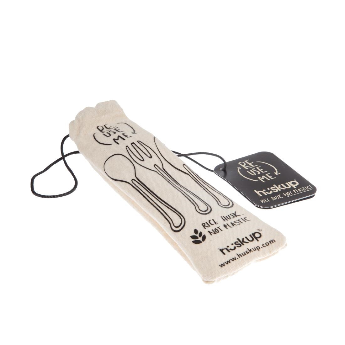 Ensemble de couverts réutilisables en fibres de riz avec sac de jute — DE930