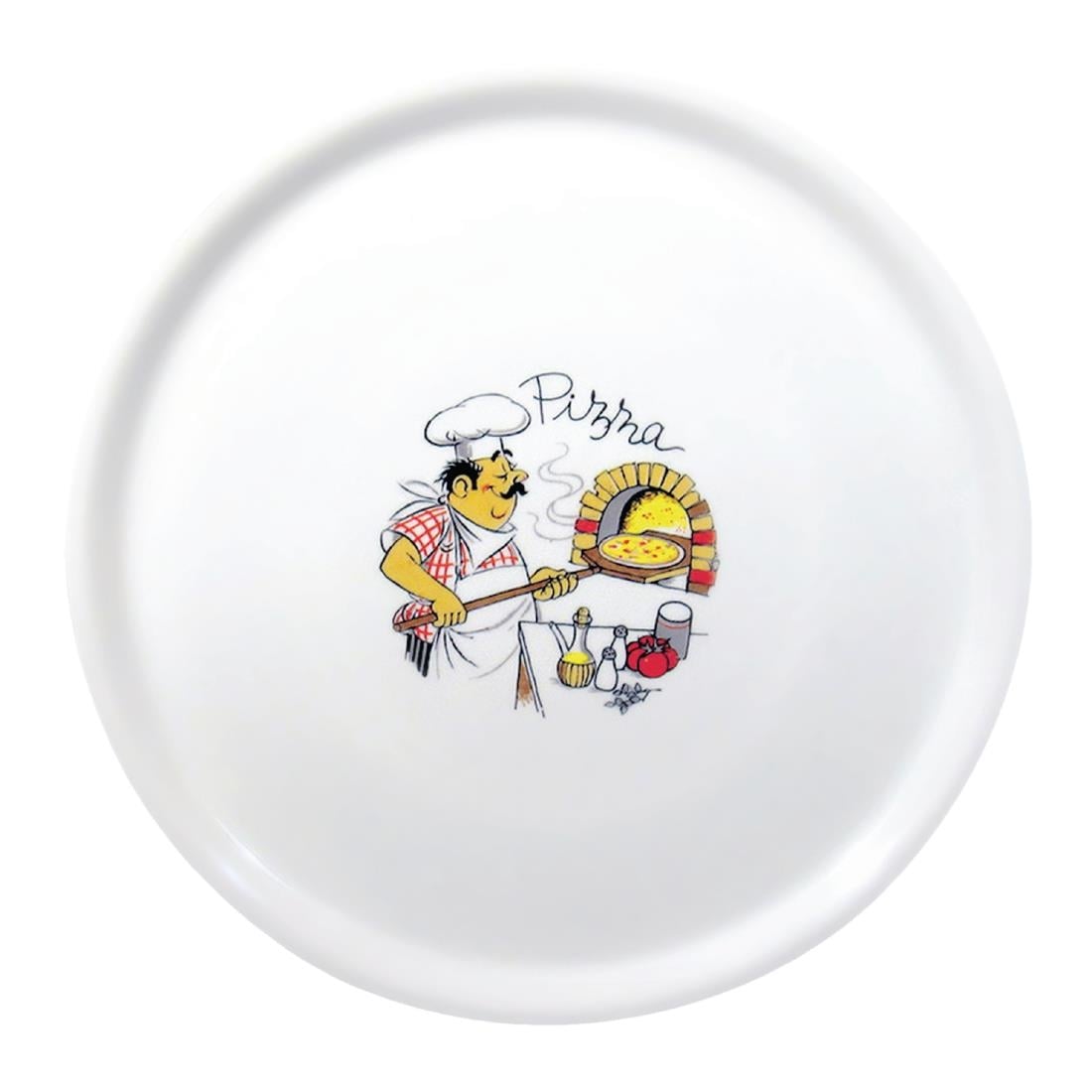 Assiettes à pizza en porcelaine 31 cm Saturnia décor Chef (lot de 6) — DJ958