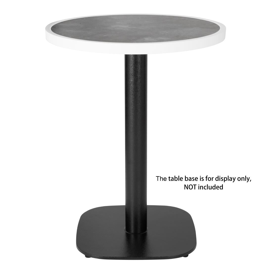 Plateau de table extérieur rond en verre trempé Bolero effet pierre foncée bord blanc 580mm — DL488