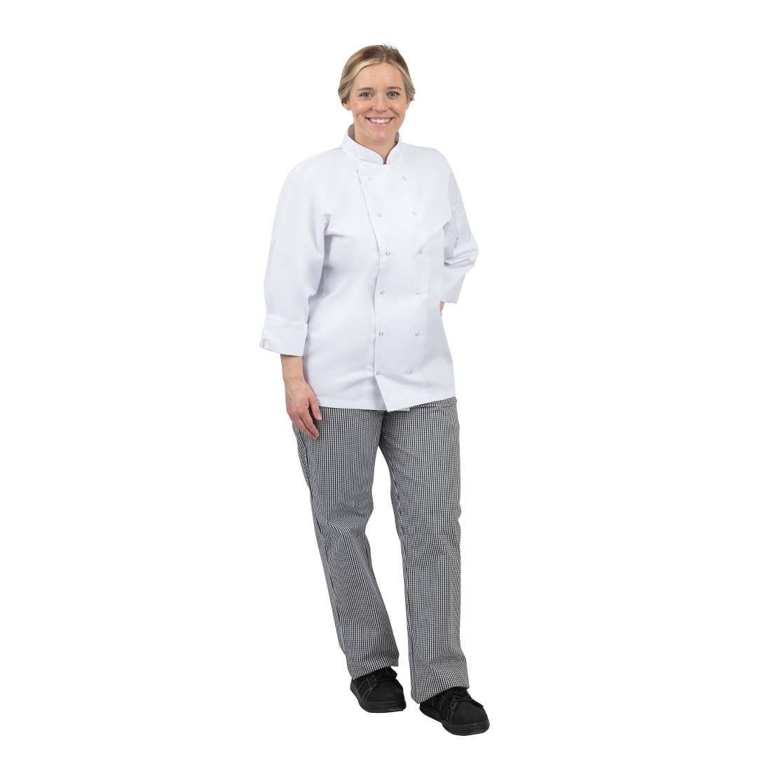 Pantalon de cuisinier mixte Whites Vegas petits carreaux noir et blanc XS — DL712-XS