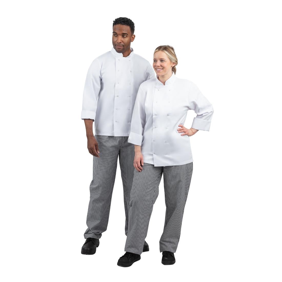 Pantalon de cuisinier mixte Whites Vegas petits carreaux noir et blanc M — DL712-M