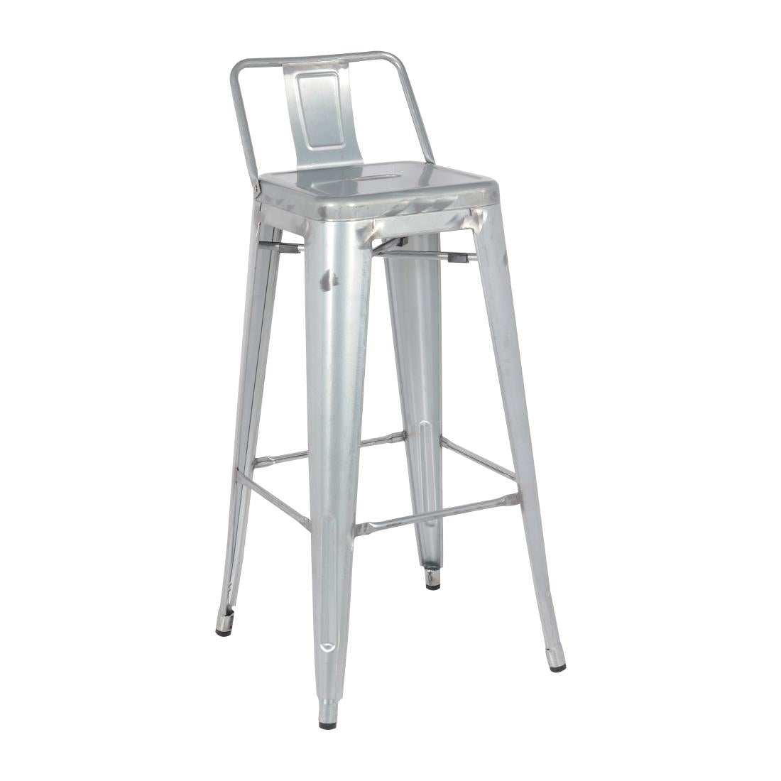 Tabouret haut en acier galvanisé avec dossier Bolero Bistro (lot de 4) — DL877