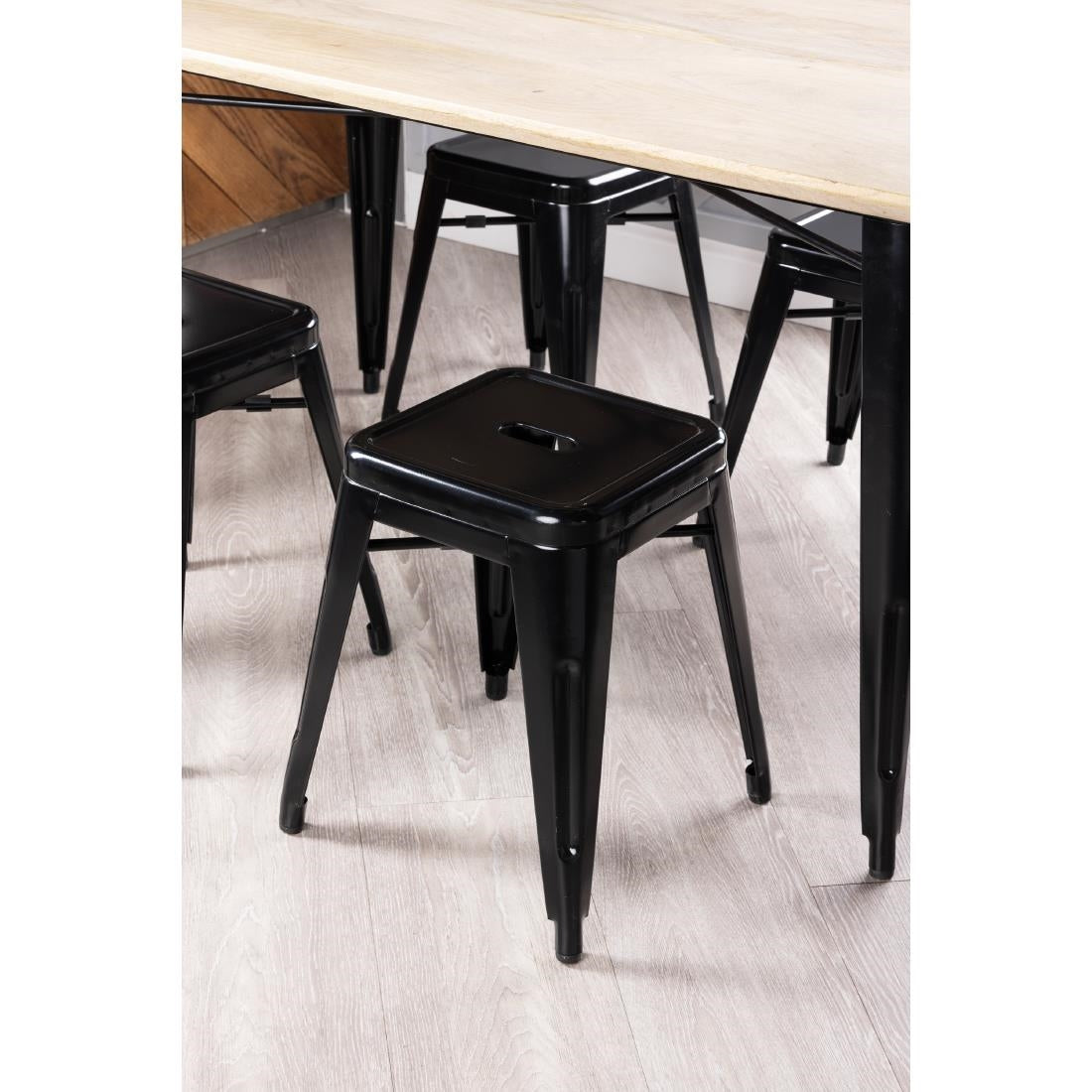 Tabouret bas Bolero Bistro en acier noir (lot de 4) — DL880
