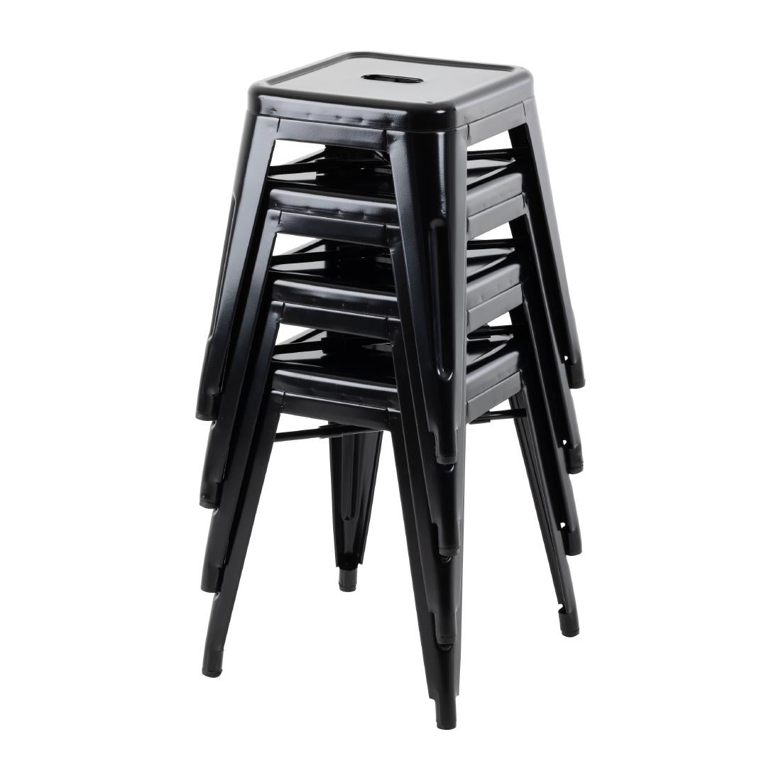 Tabouret bas Bolero Bistro en acier noir (lot de 4) — DL880