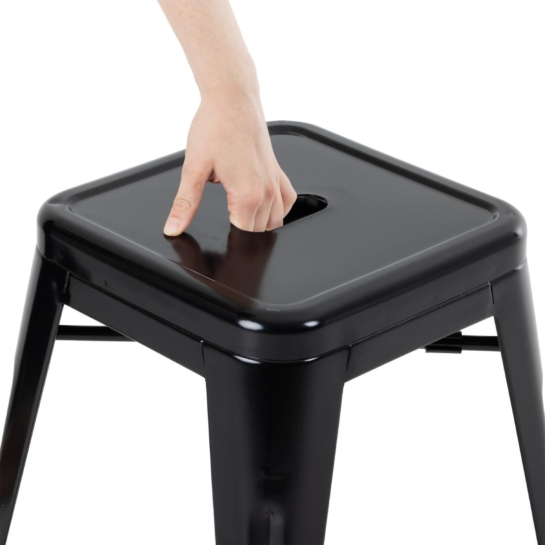 Tabouret bas Bolero Bistro en acier noir (lot de 4) — DL880