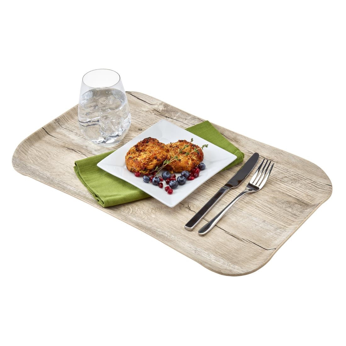 Plateau rectangulaire polyester aspect bois Cambro Century 32x53cm chêne clair — DM122