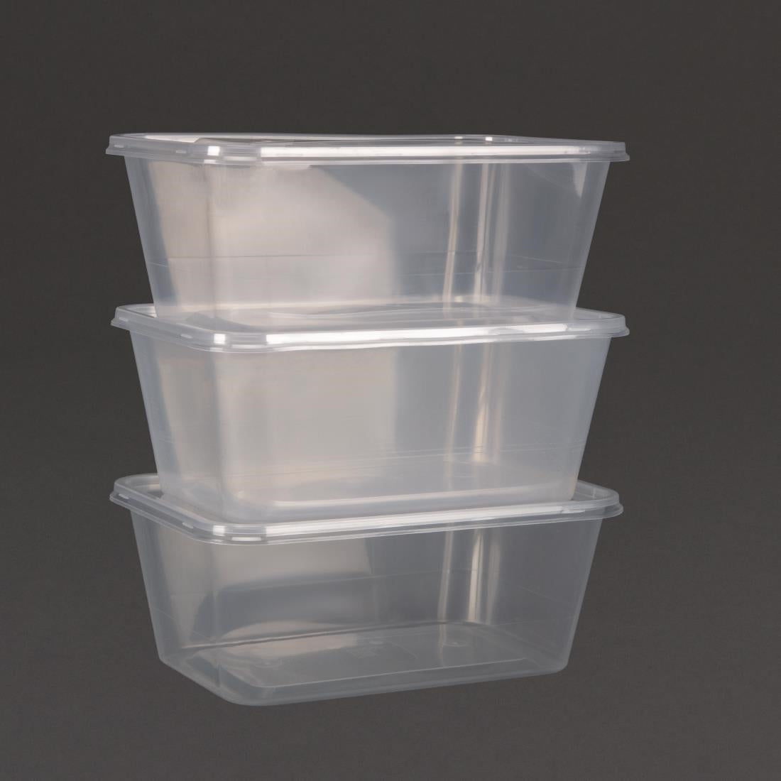 Grandes boîtes en plastique micro-ondables avec couvercles Fiesta 1 L (lot de 250) — DM183