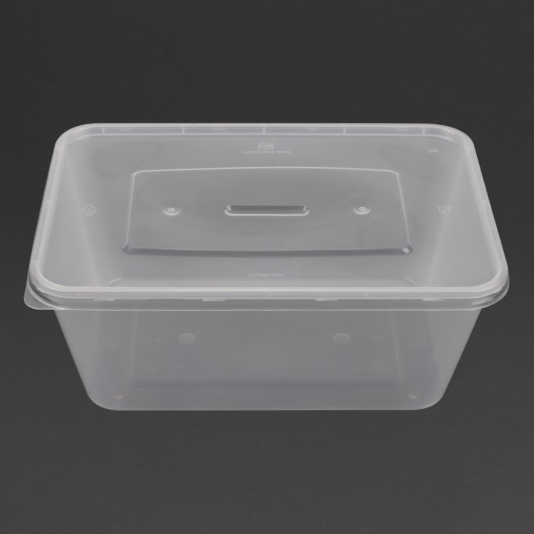 Grandes boîtes en plastique micro-ondables avec couvercles Fiesta 1 L (lot de 250) — DM183