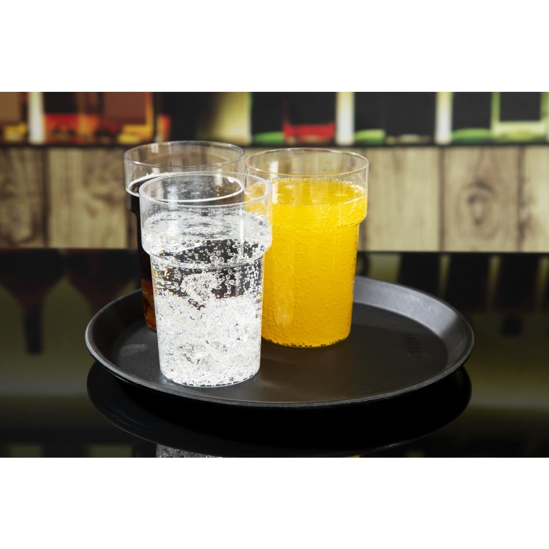 Plateau de service rond fibre de verre antidérapant Camtread Cambro noir 28 cm — DM780