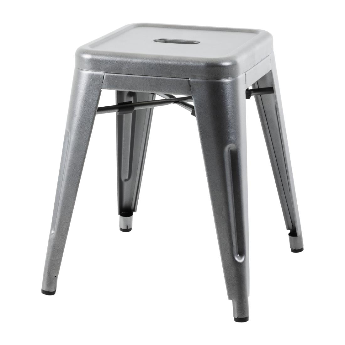 Tabourets bas Bolero Bistro en acier gris métal (lot de 4) — DM933