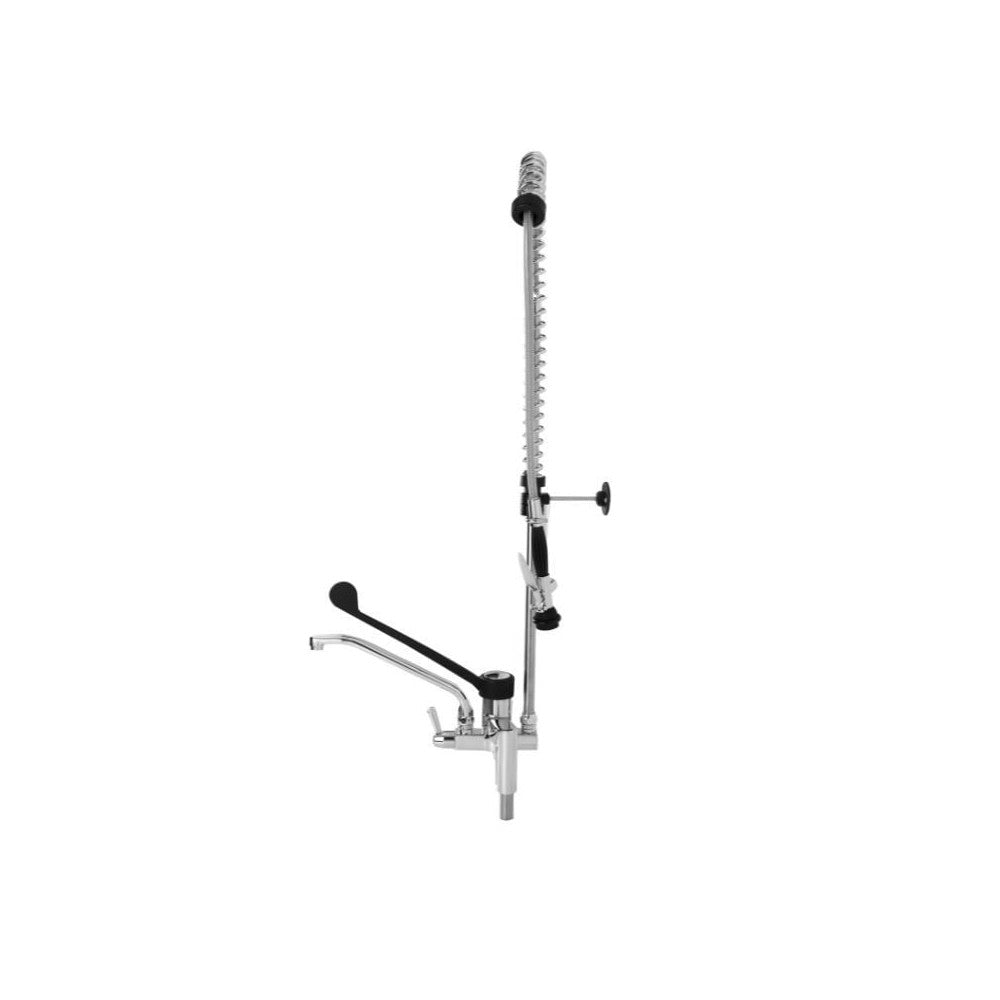 Douchette professionnelle bi-trou Dynasteel DLFDH4 avec mitigeur monocommande et robinet pivotant pour plonge professionnelle