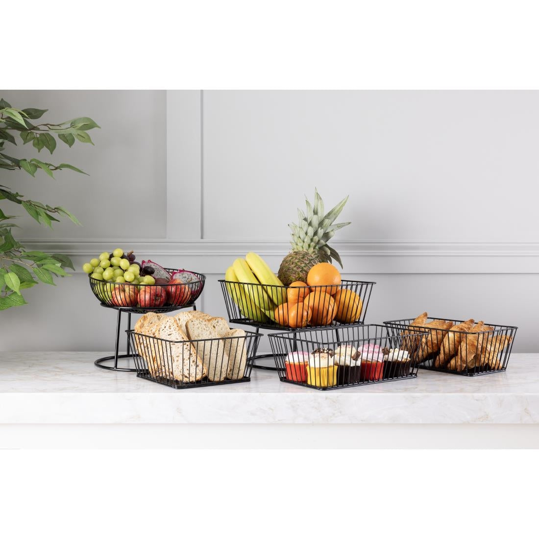 Panier de présentation carré métallique Olympia noir 280x280x100mm — DP673