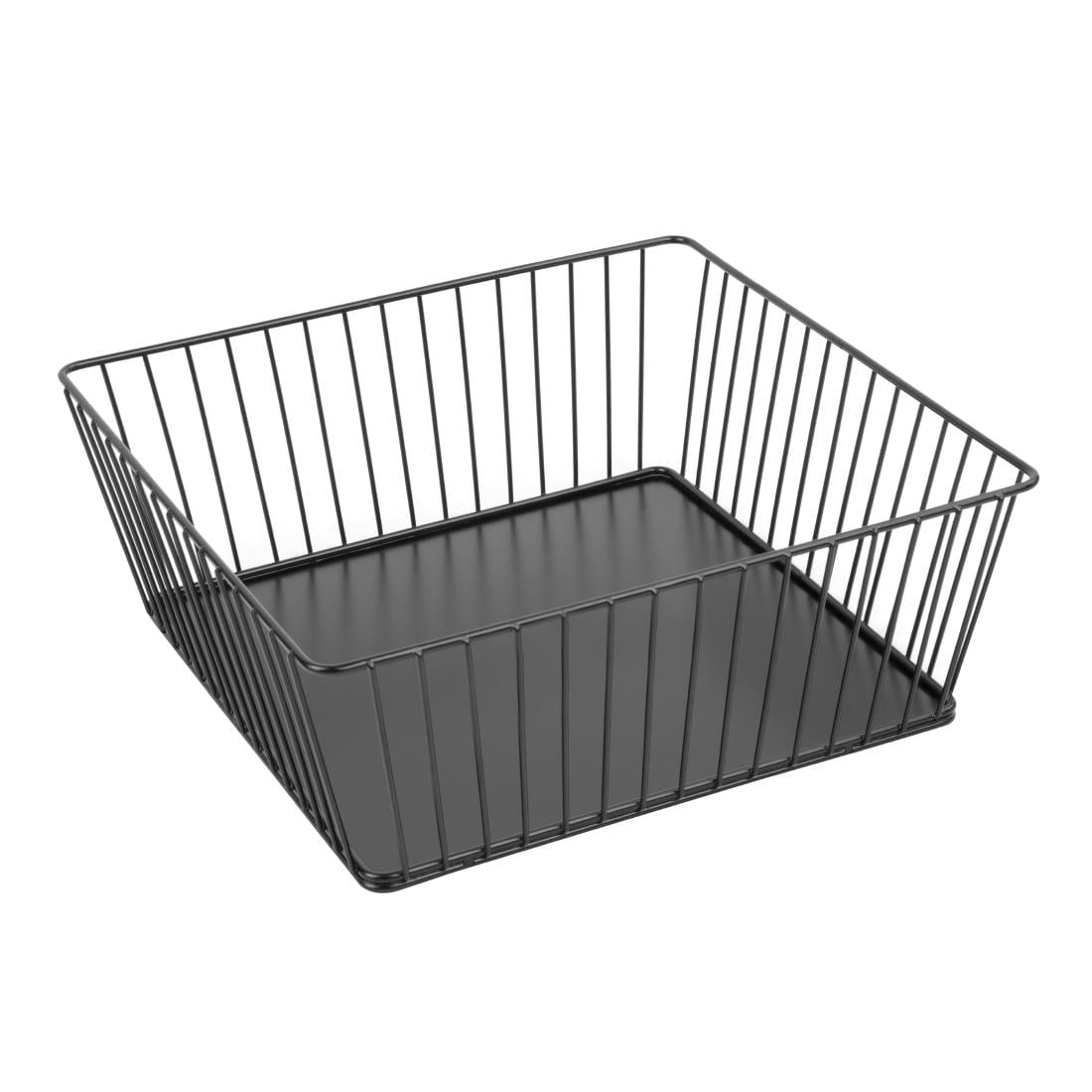 Panier de présentation carré métallique Olympia noir 280x280x100mm — DP673