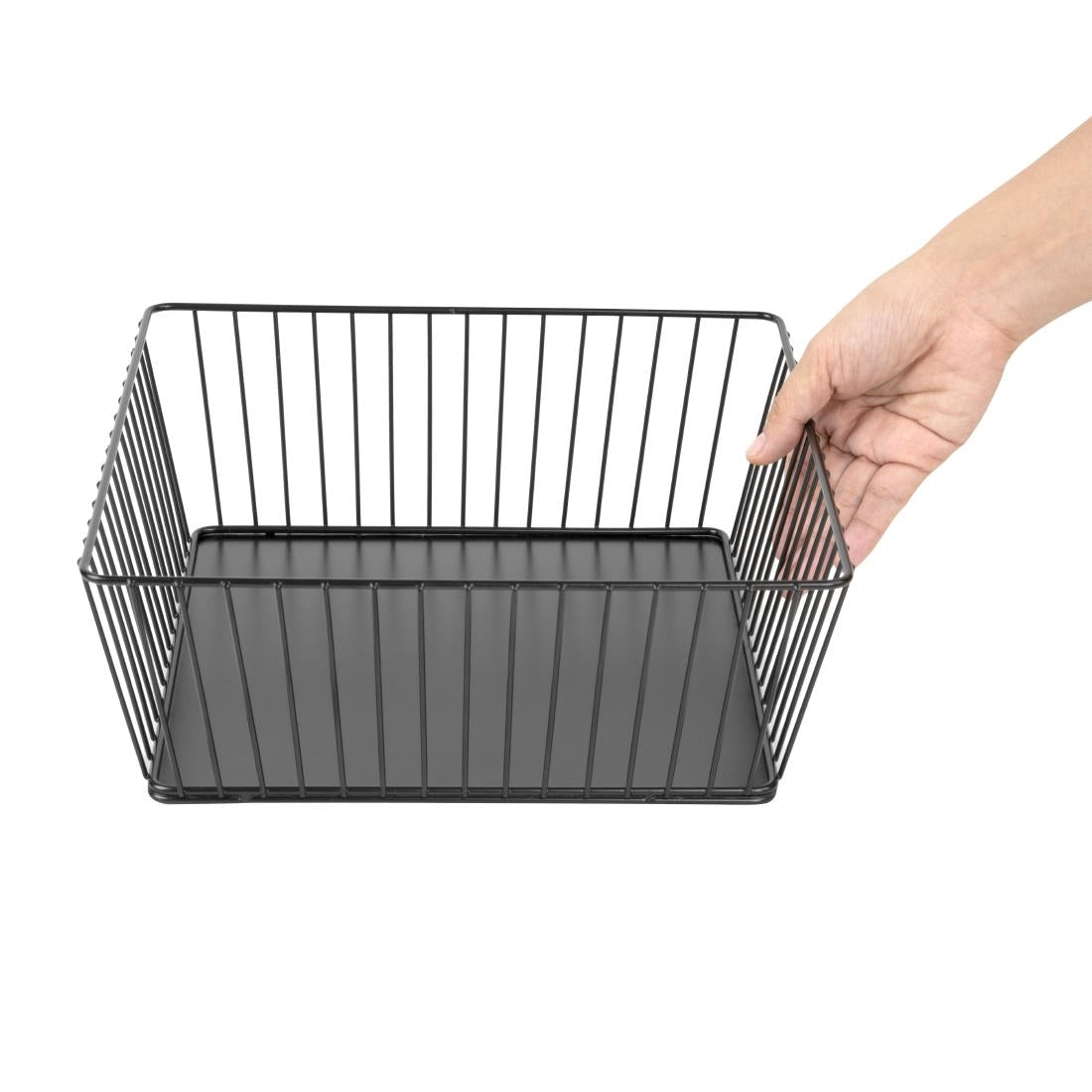 Panier de présentation carré métallique Olympia noir 280x280x100mm — DP673